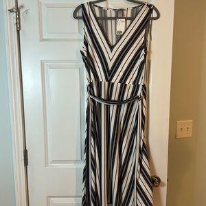NWT H and M black and white strip tank dress
